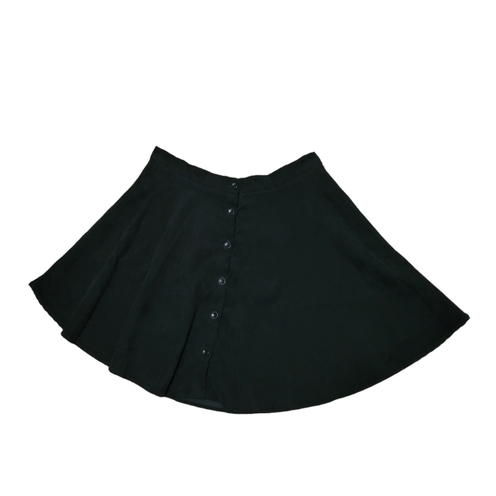 Black Corduroy Button Up Skirt EUC L
